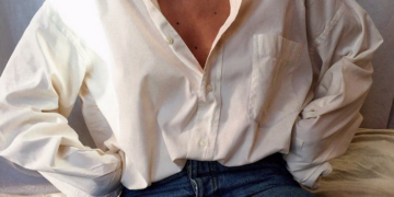 What can a girl wear a men’s shirt with?